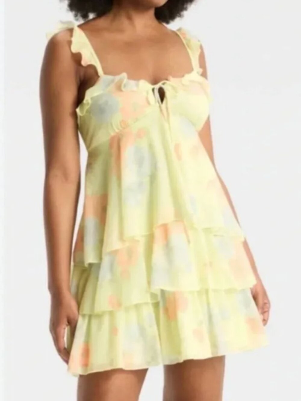 Wild Fable BRAND NEW Chiffon Tiered Ruffle Sleeve Mini A-Line Dress Size Medium
